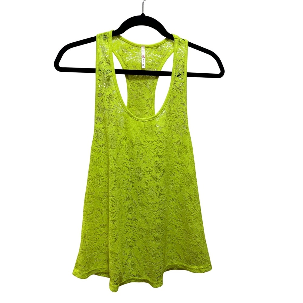 Concert by Claire Neon Yellow Lace Racerback Tank Top RT4235E Large